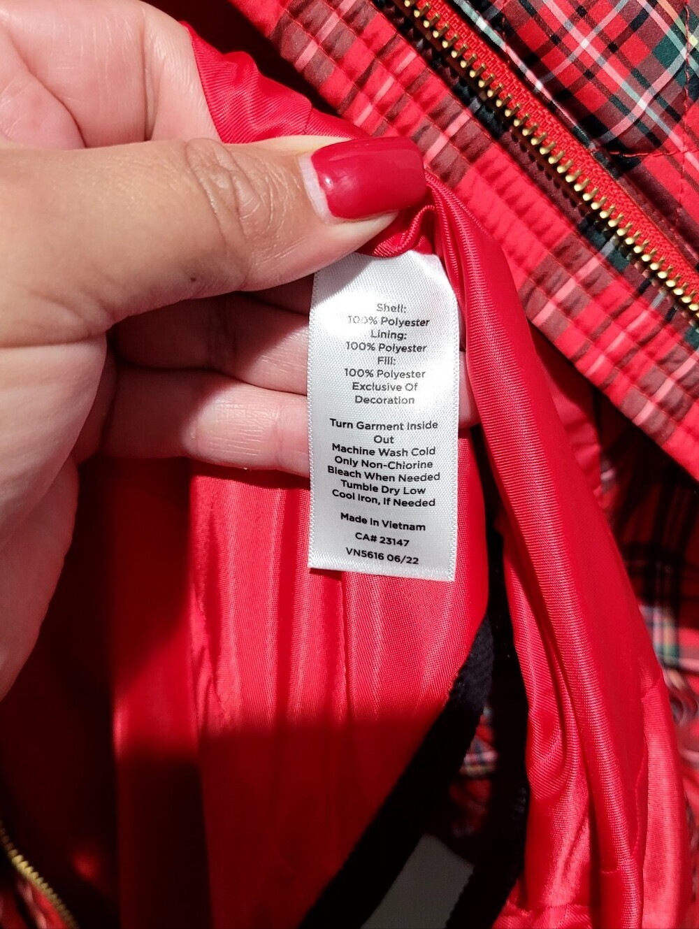 Talbots Apple Cider Plaid Quilted Jacket XS Red Tartan Snap Zip Front - Picture 7 of 11